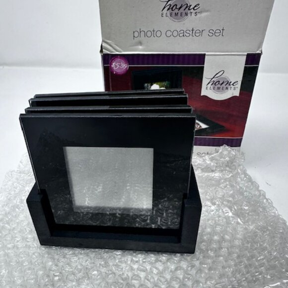 Home Elements Glass Photo Coaster Set Of 4 NIB - Picture 5 of 5